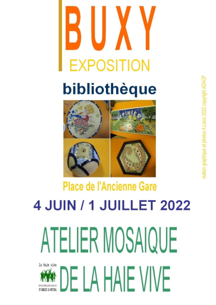 Bibliothèque de Buxy - Exposition "Atelier Mosaïque de la Haie Vive"