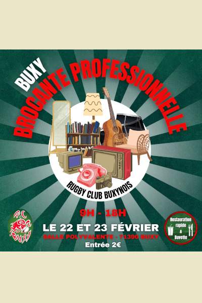 BROCANTE PROFESSIONNELLE organisée par le RUGBY CLUB BUXYNOIS