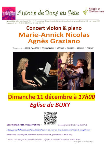 Concert VIOLON-PIANO Église de Buxy 