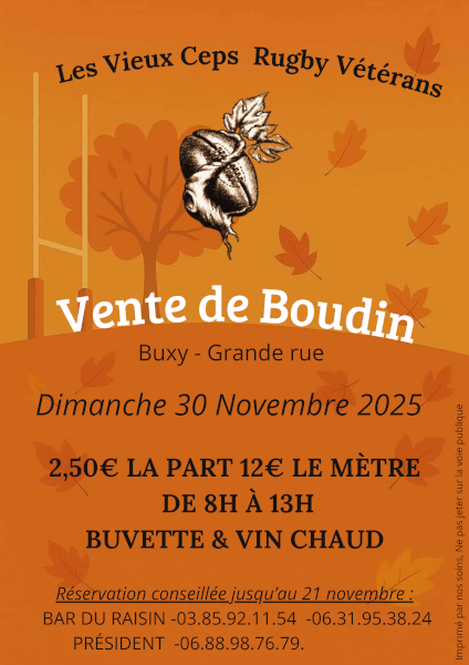 Association Les Vieux Ceps VENTE DE BOUDIN 