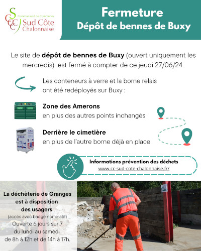 Fermeture du dépôt de bennes à Buxy dès le 27 juin 2024